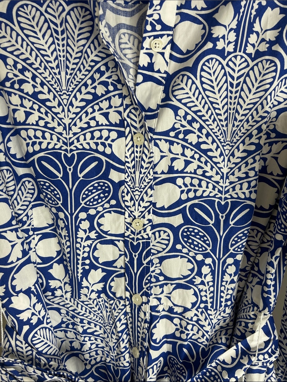 BODEN Blue Floral Long Sleeve Midi Belted Shirt Dress Size 14 - Picture 12 of 16